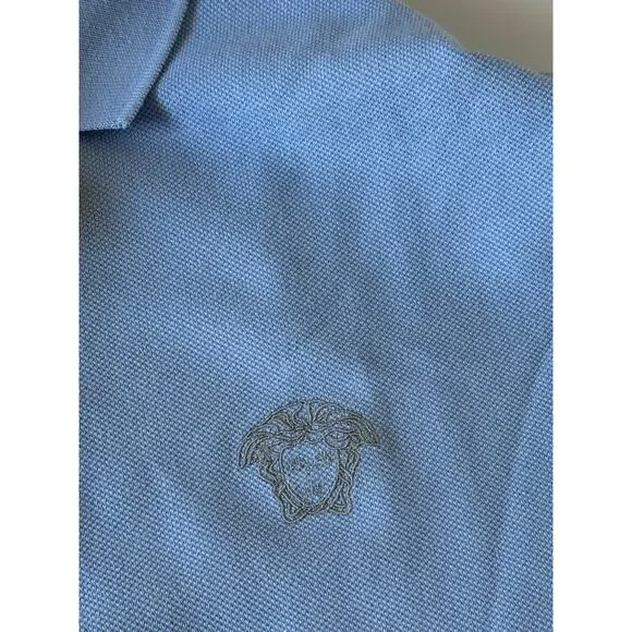 Versace Medusa Piquet Cotton Blue Short Sleeve Polo Shirt 5XL A89507S NWT